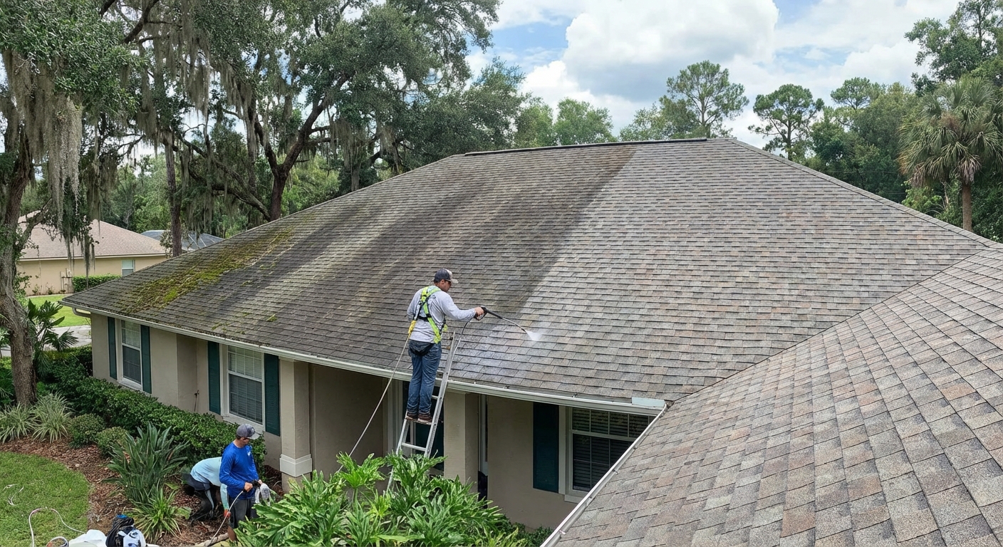 Roof Soft-Wash Cleaning in Gainesville